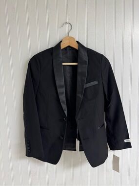 Calvin Klein Black Satin Lapel Tuxedo Jacket